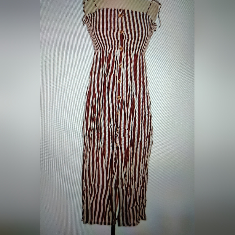 Anthropologie Faithfull The Brand 6 Suki Smocked Zeus Stripe Midi Dress - Picture 8 of 9